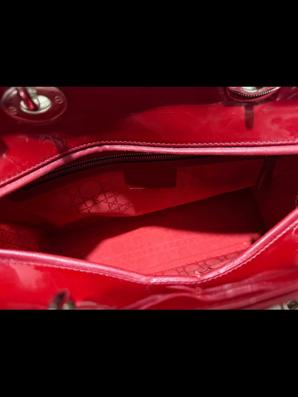 Dior Red Patent Cannage Leather Large Lady Dior - Picture 8 of 12